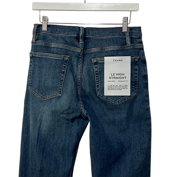 FRAME WOMENS 32 LE HIGH-RISE STRAIGHT FIT ANKLE JEANS BESTIA MEDIUM BLUE DENIM - Picture 8 of 12